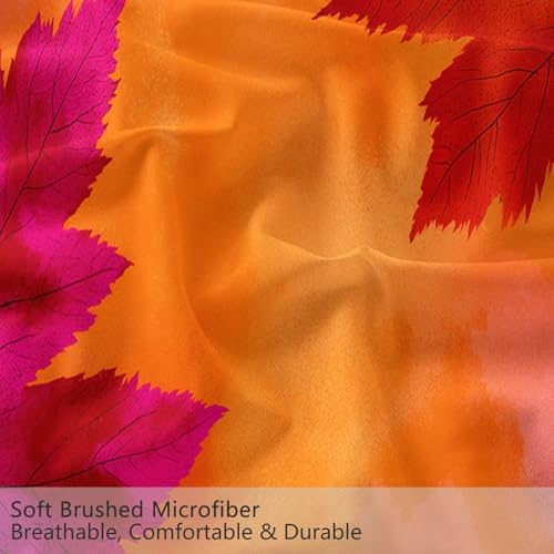 California King Duvet Cover Set Autumn Maple Leaves Pattern Soft