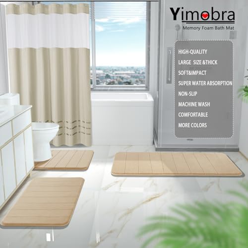 Yimobra 3 Pieces Memory Foam Bath Mat Sets, 31.5 x 19.8 + 17x24 and