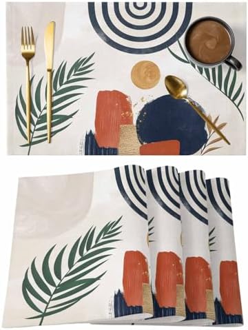 Placemats Set of 8, Boho Woven Placemat, Linen Place Mats for