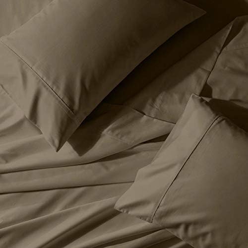 650 Thread Count Cotton Blend Full Sheet Set, Sateen, Solid Taupe
