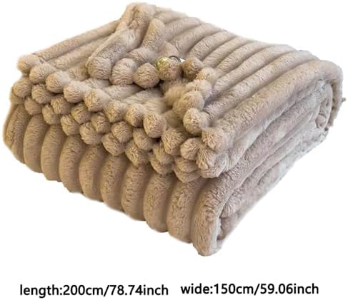 Faux Fur Throw Blanket for Couch, 60x80 Inches 3D Ribbed Warm Cozy