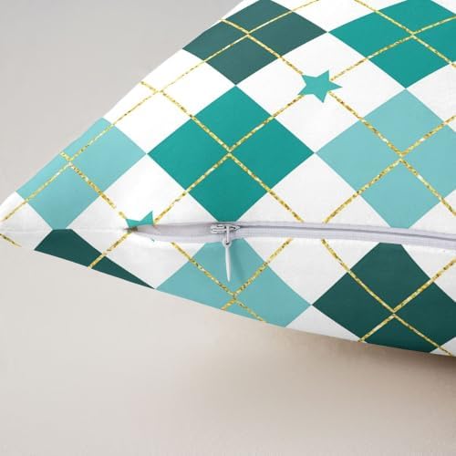 Erosebridal Grid Checkered Green Set of 2 Throw Pillow Covers 20x20