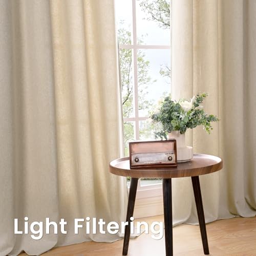 BGment Extre Long Oatmeal Linen Curtains 108 Inch Length 2 Panels for