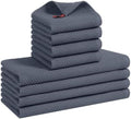 Mordimy 8 Pack 100% Cotton Kitchen Towels and Dishcloths Set, Dark