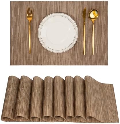 Placemats Set of 8,Non-Slip PVC Weave Table Mats Easy to Clean,Heat