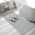 Gray Solid Color Bathroom Runner Rugs Non Slip Washable Absorbent