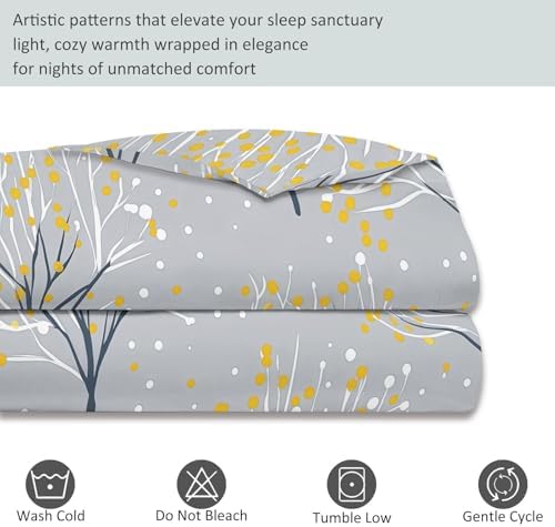 Comforter Cover Set King, 3-Piece Minimalism Plants Branches