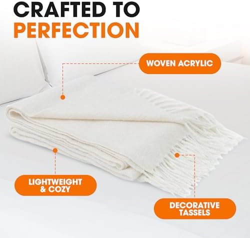 Cheer Collection Cable Knit Throw Blanket, Thick, Cozy & Soft Knitted