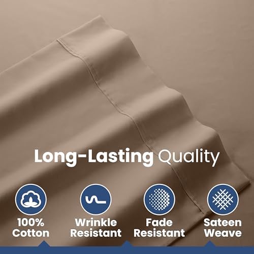 Martex 400 Thread Count Sheet Set, 4 Piece, Full Size, Tan