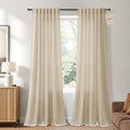 Naturoom Linen Curtains 96 Inch Long 8ft for Living Room Burlywood 2