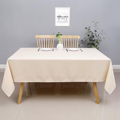 Wewoch Beige Rectangle Tablecloth Water Resistant Washable Polyester
