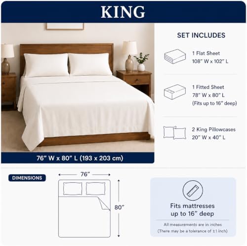 Westbrooke Egyptian Cotton Sheet Set | King Size Sateen Sheets