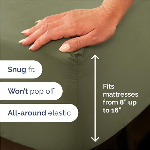 Split King Size 5 Piece Sheet Set - Comfy Breathable & Cooling - Sage