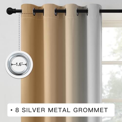 COSVIYA Grommet Blackout Ombre Beige Curtains W52 x L84 Inch