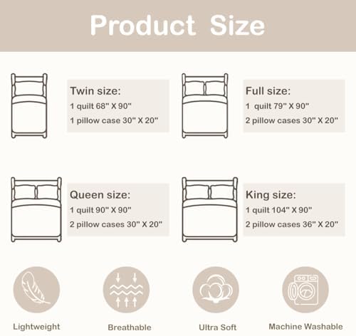 Feelyou Abstarct 3 Piece Quilt Set King Black Gray Bedding Set