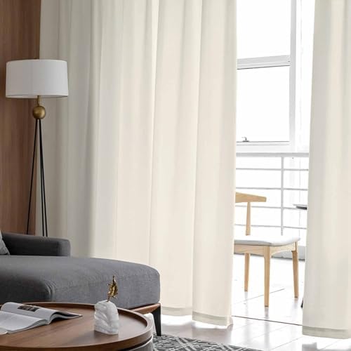 Cream Sheer Curtains 108 Inches Long, Solid Color Sheer Window