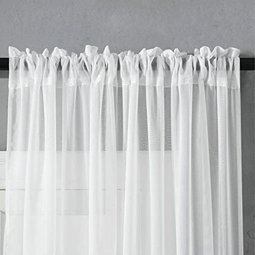 Sheer Curtains 2 Panels Beige White Solid Color Window Curtain for