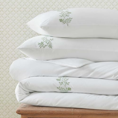 Martha Stewart - Queen Duvet Cover Set with Shams, Cotton Percale