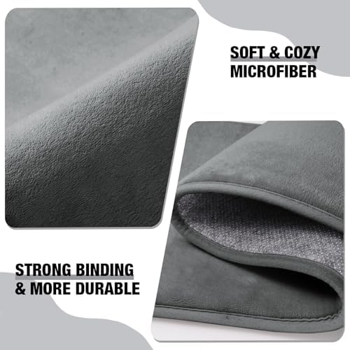 Grey Memory Foam Bath Mat Long 24x60 Bathroom Runner Rug Non Slip