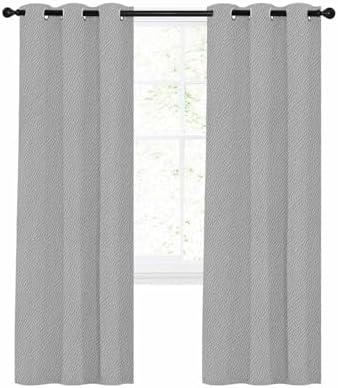 Solid Gray Blackout Curtains 63 Inches Long for Bedroom, Modern