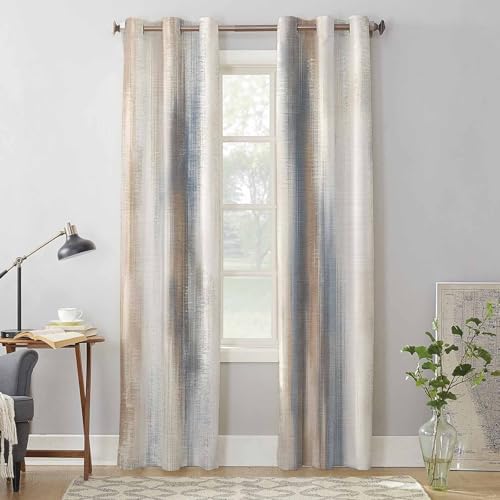 Beige Gray Window Curtains with Grommets Kitchen Drapes, Abstract