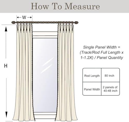 Pinch Pleated Linen Blackout Curtains, 96 Inches Long, 2 Panels