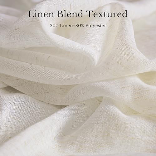 NICETOWN Semi Sheer Linen Burlap Curtains for Living Room, Grommet