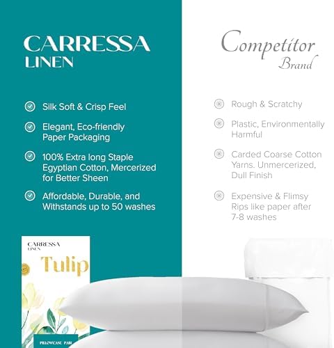 Carressa Linen 800 Series King Pillow Cases Set of 2, Sateen, Taupe
