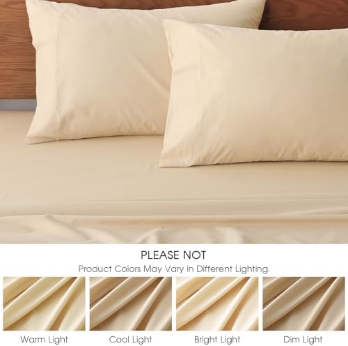 HYPREST Deep Pocket Sheets King Size 100% Cotton Extra Deep 18"-24"