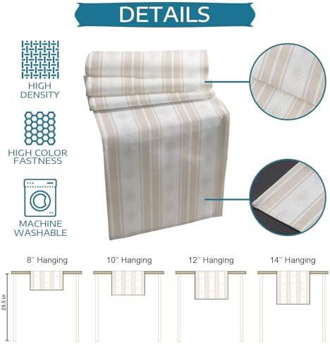 Beige Striped Table Runner and Placemats for Dining Table, Burlap