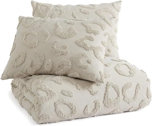 Tufted Duvet Cover California King Size,3 pcs sage Green Cotton Duvet