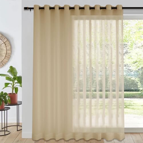 Fcosie Grommet Top Linen Textured Sheer Drape 84 Inches Long for