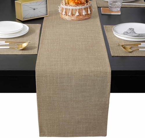 Brown Farmhouse Table Runner and Placemats for Dining Tables,Burlap