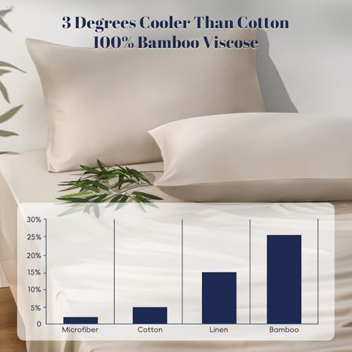 PHF 100% Rayon Derived from Bamboo Sheets Queen Size, Light Taupe 6PCS