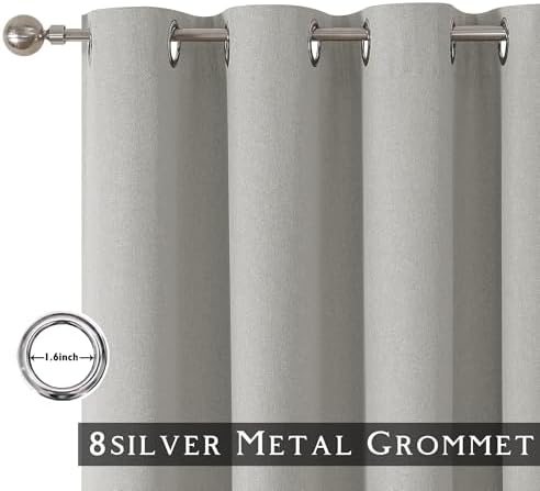 ChrisDowa Light Grey Blackout Curtains 63 Inches Long 2 Panels for