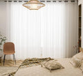 PI Sheer Cafe Curtains 108 Inches Long,Ring Top Hazy Aesthetic Window
