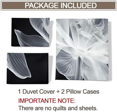 Flowers Bedding Sets Queen, Gray Floral Duvet Cover, Minimalist