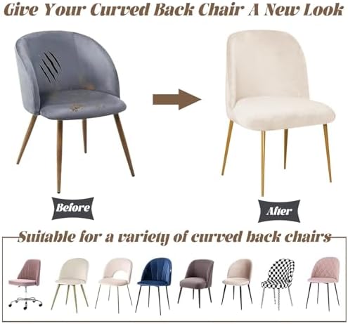 Velvet Curved Back Chair Covers Round Back Dining Room Chair Covers