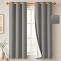 2 Panels 100% Blackout Linen-Textured Thick Grommet Curtains