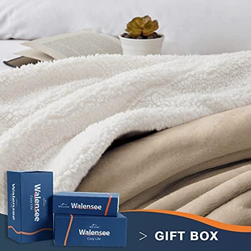 Walensee Sherpa Fleece Blanket (King Size 108”x90” Camel) Plush Throw