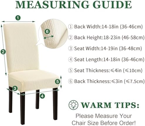 Sufdari Dining Room Chair Covers Set of 6, Beige Non-Slip Spandex