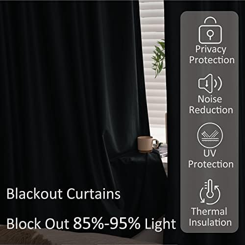 Fcosie 120 Inches Long Velvet Blackout Lined Curtains Pinch Pleated
