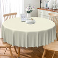 Laeacco 70 Inch Beige Round Tablecloth Solid Color Polyester Table