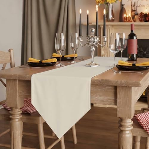Ivory White Table Runner Linen Burlap Table Runner 72 Inches Long
