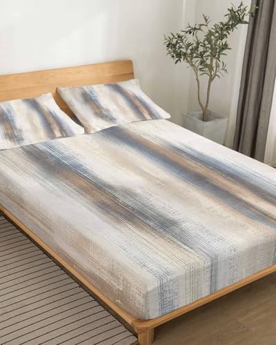 Beige Gray California King Bed Sheets,Breathable Cooling Sheet with