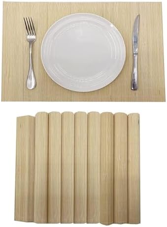 8-Pack 17.7x11.8 Bamboo Placemats, Non-Slip, Natural