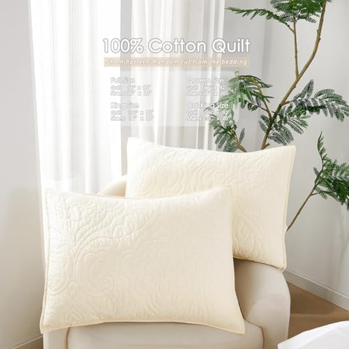 Querencia 100% Cotton Quilt Set - Cream Quilt, Lightweight Comforter