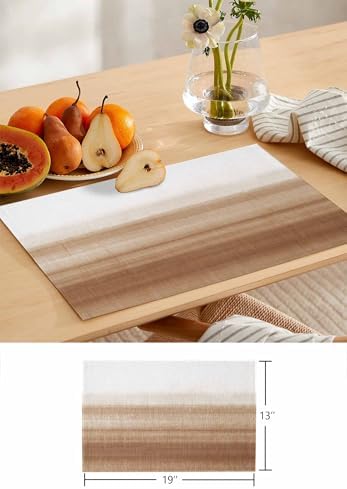 Abstract Rustic Brown White Gradient Table Runner and Placemats Set of
