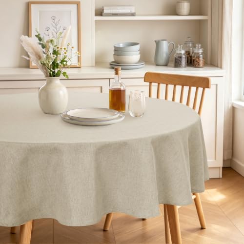 Hiasan Faux Linen Round Tablecloth 30 inch Waterproof Table Cloth
