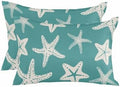 Throw Pillows 12x20 Set of 2, Turquoise Starfish Coastal Waterproof